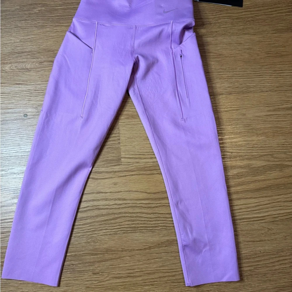 Women Nike Dri-Fit Firm-Support High-Waisted Cropped Leggings Purple - Picture 3 of 4